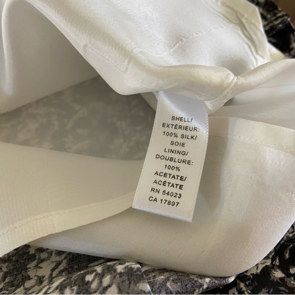 Banana Republic Silk Black White Floral A-Line Midi Office Skirt Womens Size 4 - Picture 5 of 5